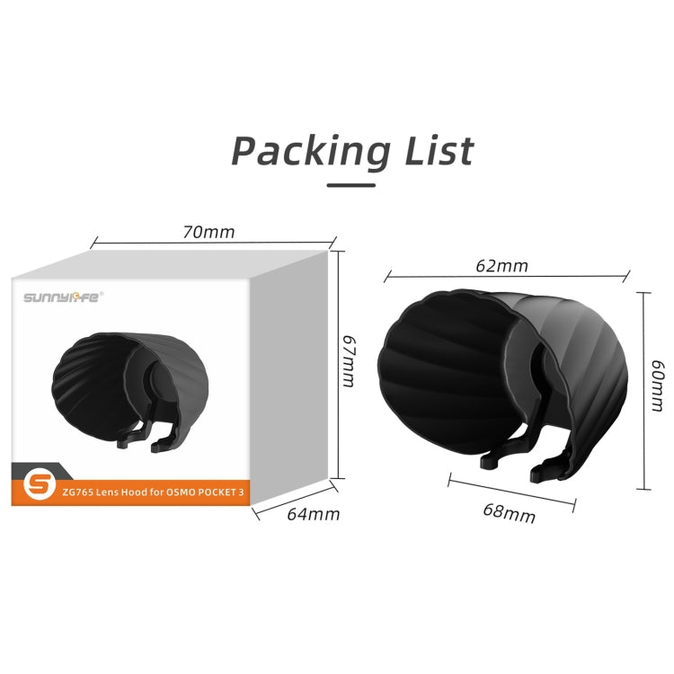 For DJI OSMO Pocket 3 Sunnylife Sunshade Lens Protective Cover Hood (Black) - Lens Accessories by Sunnylife | Online Shopping South Africa | PMC TechLife | Buy Now Pay Later Mobicred