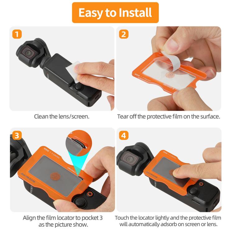 For DJI Osmo Pocket 3 Sunnylife Lens Screen Protector AR Anti-reflection Tempered Glass Film with Film Locator - free shipping - PMC TechLife - Order now!