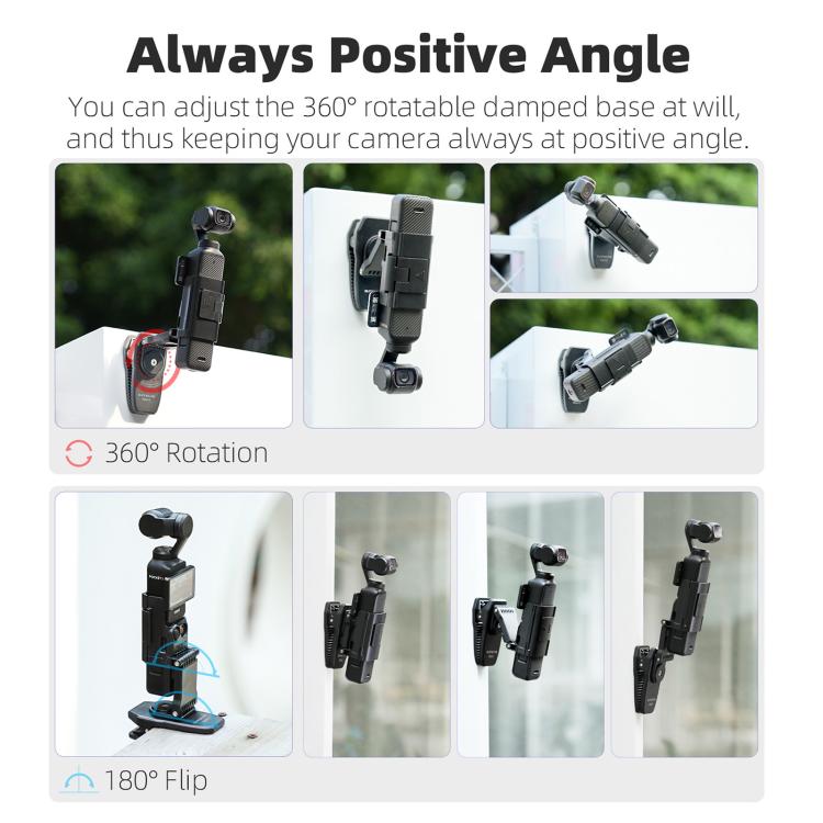 For DJI Osmo Pocket 3 Sunnylife Stretchable Backpack Clip Rotatable Magnetic Mount Action Camera Holder Vlog Mount (Black) - free shipping - PMC TechLife - Order now!