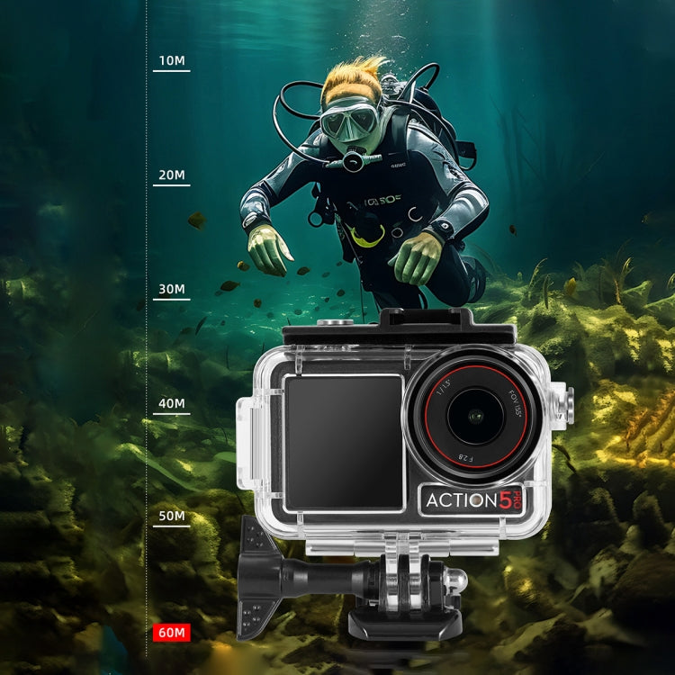 For DJI Osmo Action 5 Pro / 3 / 4 60m Underwater Waterproof Housing Diving Case (Transparent) - free shipping - PMC TechLife - Order now!