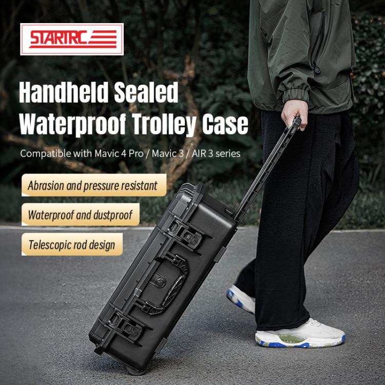 Portable Box Sealed Waterproof Trolley Suitcase For DJI Mavic 4 Pro / Mavic 3 / Air 3 (Black) - free shipping - PMC TechLife - Order now!