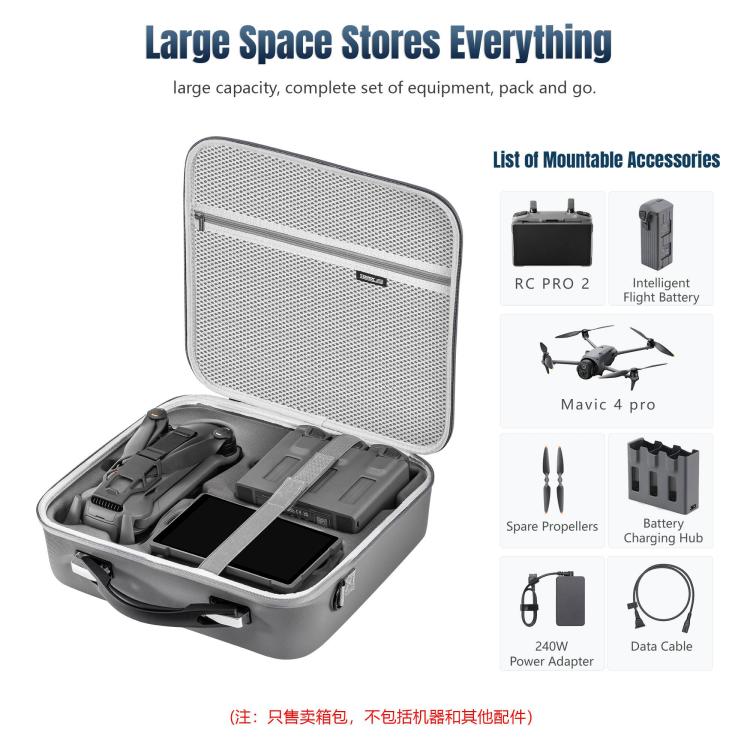 For DJI Mavic 4 Pro / RC Pro 2 STARTRC All-rounder Shoulder PU Storage Bag Handbag (Grey) - free shipping - PMC TechLife - Order now!