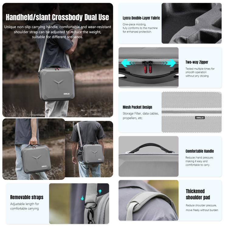 For DJI Mavic 4 Pro / RC Pro 2 STARTRC All-rounder Shoulder PU Storage Bag Handbag (Grey) - free shipping - PMC TechLife - Order now!