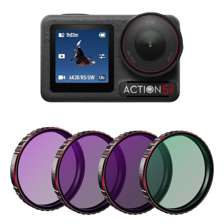 For DJI Osmo Action 5 Pro STARTRC 4 in 1 CPL ND8 ND16 ND32 Camera Lens Filter - free shipping - PMC TechLife - Order now!
