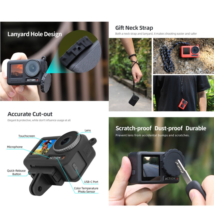 For DJI Osmo Action 5 Pro / 4 / 3 Sunnylife 2pcs Silicone Lens Cap (Black) - Other by Sunnylife | Online Shopping South Africa | PMC TechLife | Buy Now Pay Later Mobicred