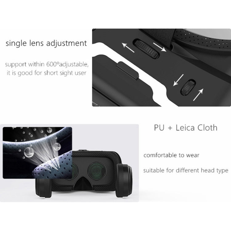 VR SHINECON G04E Virtual Reality 3D Video Glasses Suitable for 3.5 inch - 6.0 inch Smartphone with HiFi Headset (Black) - VR Headset by PMC TechLife | Online Shopping South Africa | PMC TechLife