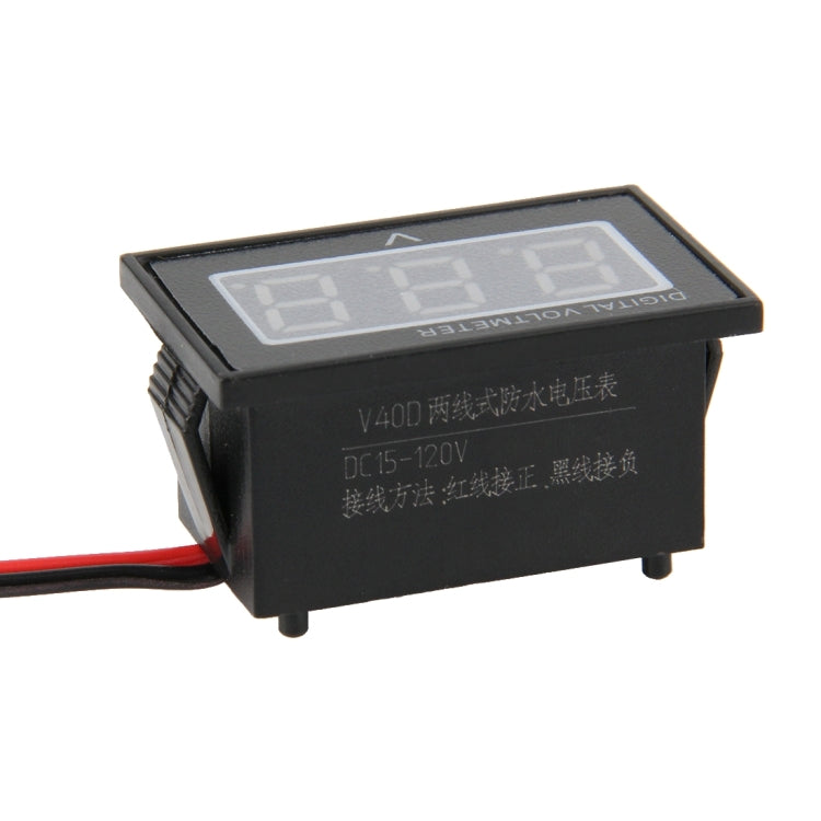 V40D 2 Wires Blue Light Display Mini Waterproof IPX4 Digital Voltage Meter, Measure Voltage: DC 15-120V - Current & Voltage Tester by PMC TechLife | Online Shopping South Africa | PMC TechLife | Buy Now Pay Later Mobicred