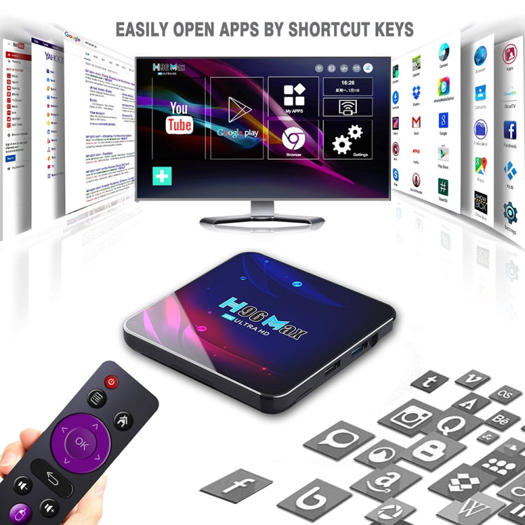 H96 Max V11 4K Smart TV BOX Android 11.0 Media Player with Remote Control, RK3318 Quad-Core 64bit Cortex-A53, RAM: 2GB, ROM: 16GB, Support Dual Band WiFi, Bluetooth, Ethernet, US Plug - RK3318 by PMC TechLife | Online Shopping South Africa | PMC TechLife | Buy Now Pay Later Mobicred