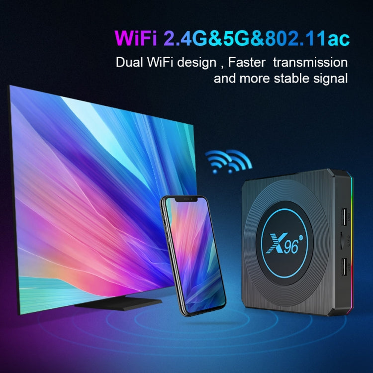 X96 X4 8K Smart TV BOX Android 11.0 Media Player with Remote Control, Amlogic S905X4 Quad Core ARM Cortex A55, RAM: 4GB, ROM: 32GB, Support 100M, Dual Band WiFi, Bluetooth, AU Plug - Amlogic S905 by PMC TechLife | Online Shopping South Africa | PMC TechLife | Buy Now Pay Later Mobicred