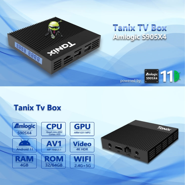 Tanix X4 Android 11 Smart TV Box, Amlogic S905X4 Quad Core, 4GB+32GB, Dual Wifi, BT(UK Plug) - Amlogic S905 by PMC TechLife | Online Shopping South Africa | PMC TechLife | Buy Now Pay Later Mobicred