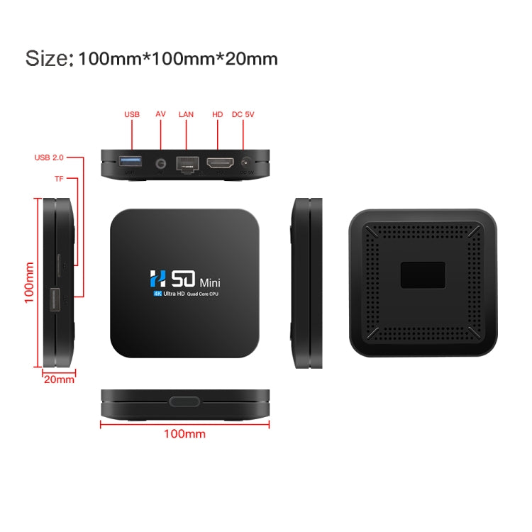H50 Mini 4K Smart Network TV Box, Android 10.0, RK3318 Quad Core, 2GB+32GB, US Plug - RK3318 by PMC TechLife | Online Shopping South Africa | PMC TechLife | Buy Now Pay Later Mobicred