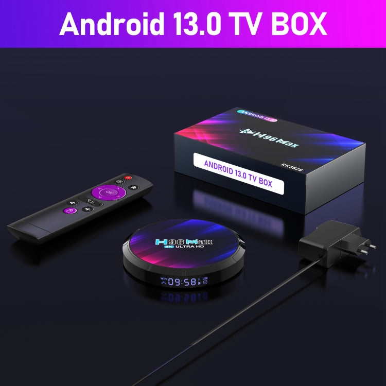 H96 Max 8K Ultra HD Smart TV Box Android 13.0 Media Player with Remote Control, RK3528 Quad-Core, 2GB+16GB(US Plug) - RK3318 by PMC TechLife | Online Shopping South Africa | PMC TechLife | Buy Now Pay Later Mobicred