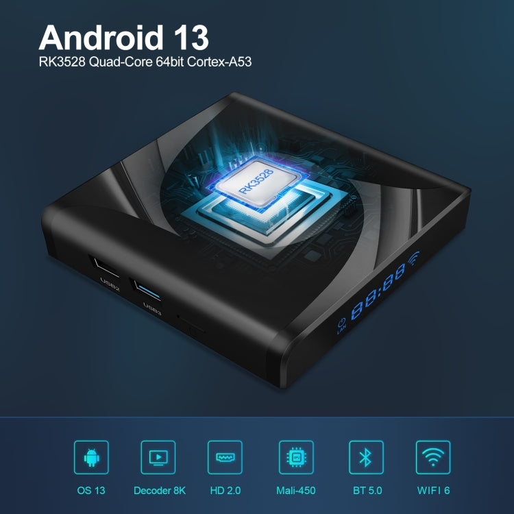 X88 Pro 13 Android 13.0 Smart TV Box with Remote Control, RK3528 Quad-Core, 2GB+16GB (EU Plug) - Others by PMC TechLife | Online Shopping South Africa | PMC TechLife | Buy Now Pay Later Mobicred