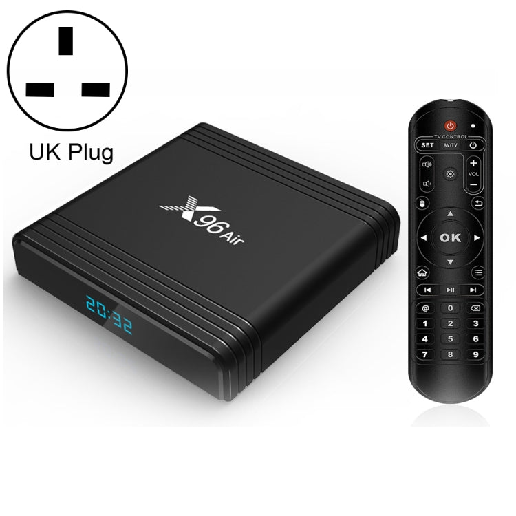 X96 Air 8K Smart TV BOX Android 9.0 Media Player with Remote Control, Quad-core Amlogic S905X3, RAM: 4GB, ROM: 32GB, Dual Band WiFi, Bluetooth, UK Plug - Amlogic S905 by PMC TechLife | Online Shopping South Africa | PMC TechLife | Buy Now Pay Later Mobicred