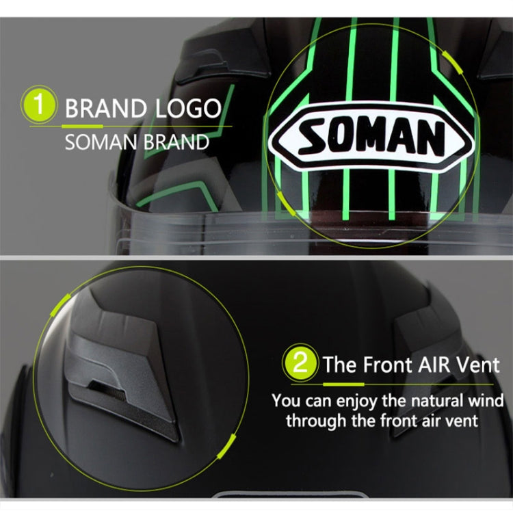 Soman 955 Skyeye Motorcycle Full / Open Face Bluetooth Helmet Headset Full Face, Supports Answer / Hang Up Calls(Pearl White) - Helmets by SOMAN | Online Shopping South Africa | PMC TechLife | Buy Now Pay Later Mobicred