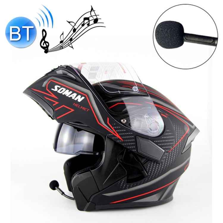 Soman 955 Skyeye Motorcycle Full / Open Face Bluetooth Helmet Headset Full Face, Supports Answer / Hang Up Calls(Black Red) - free shipping - PMC TechLife - Order now!