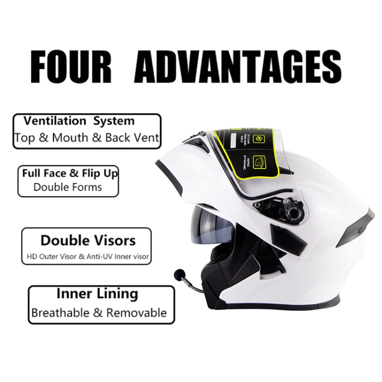 Soman 955 Skyeye Motorcycle Full / Open Face Bluetooth Helmet Headset Full Face, Supports Answer / Hang Up Calls(Pearl White) - free shipping - PMC TechLife - Order now!