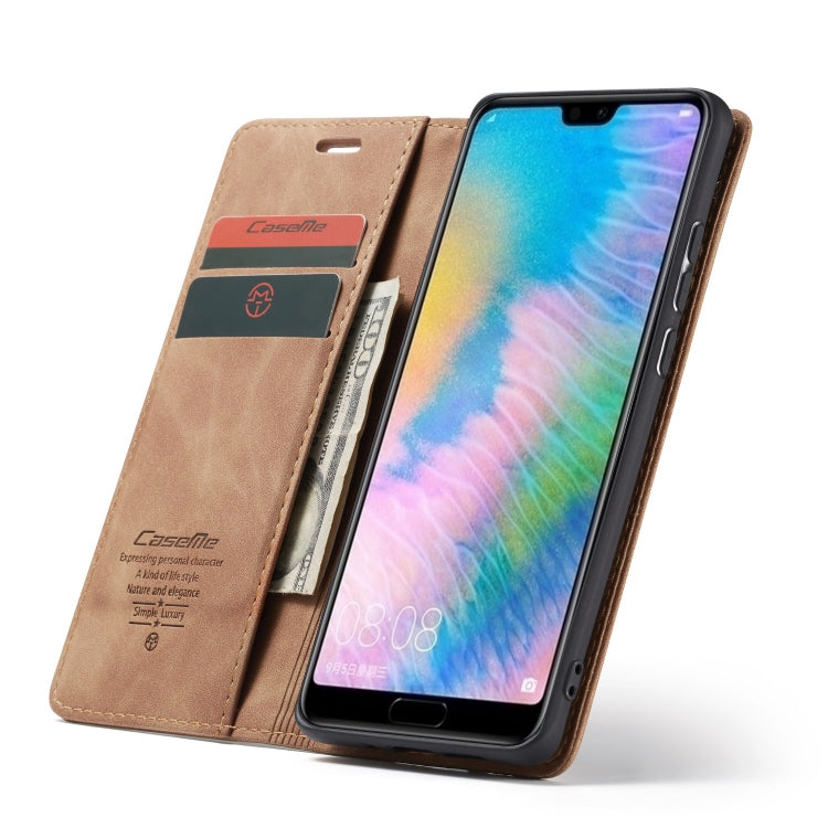 CaseMe-013  Multifunctional Horizontal Flip Leather Case with Card Slot & Holder for Huawei P20(Brown) - free shipping - PMC Jewellery - Order now!