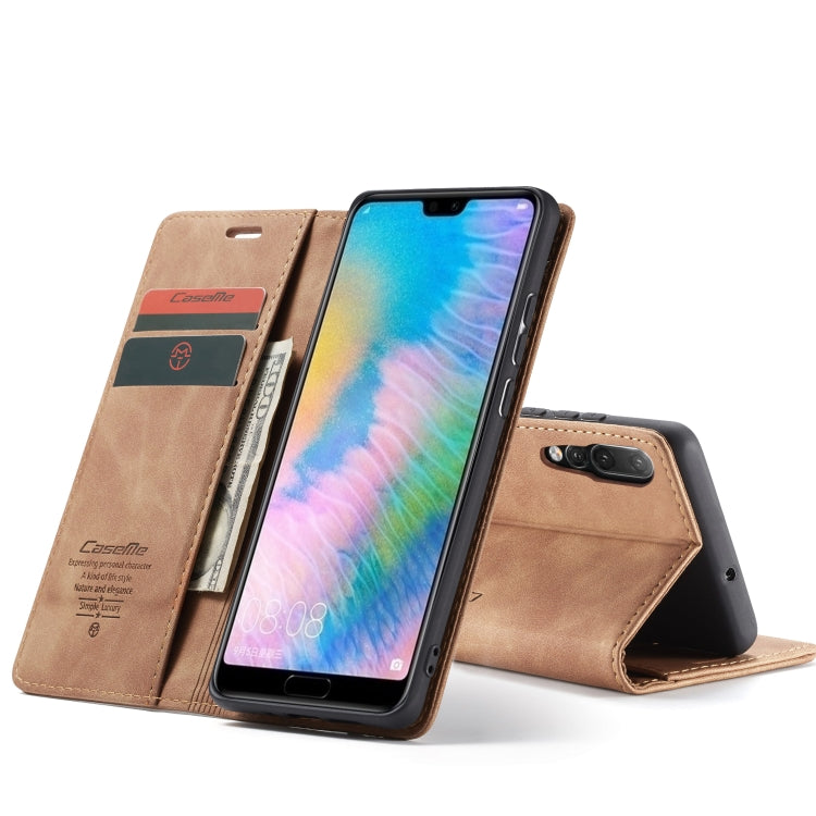 CaseMe-013  Multifunctional Horizontal Flip Leather Case with Card Slot & Holder for Huawei P20(Brown) - free shipping - PMC Jewellery - Order now!