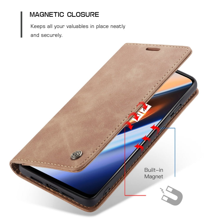 CaseMe-013 Multi-functional Retro Frosted Horizontal Flip Leather Case with Card Slot & Holder & Wallet For OnePlus 7(Brown) - free shipping - PMC Jewellery - Order now!