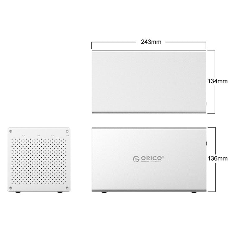 ORICO Honeycomb Series WS400RU3 SATA 3.5 inch USB 3.0 4 Bays Aluminum Alloy HDD / SSD Enclosure with Raid, The Maximum Support Capacity: 40TB - HDD Enclosure by ORICO | Online Shopping South Africa | PMC TechLife | Buy Now Pay Later Mobicred