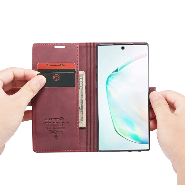 CaseMe-013 Multifunctional Horizontal Flip Leather Case with Card Slot & Holder for Galaxy Note 10(Red Wine) - free shipping - PMC Jewellery - Order now!