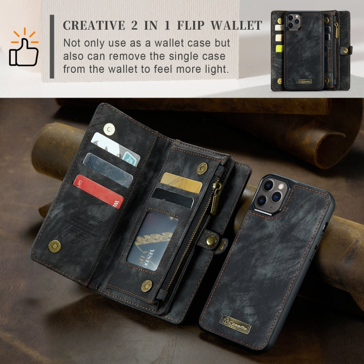For iPhone 11 Pro Max CaseMe-008 Detachable Multifunctional Horizontal Flip Leather Case with Card Slot & Holder & Zipper Wallet & Photo Frame (Black) - free shipping - PMC Jewellery - Order now!