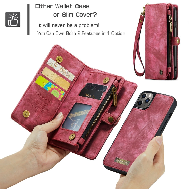 For iPhone 11 Pro Max CaseMe-008 Detachable Multifunctional Horizontal Flip Leather Case with Card Slot & Holder & Zipper Wallet & Photo Frame (Red) - free shipping - PMC Jewellery - Order now!