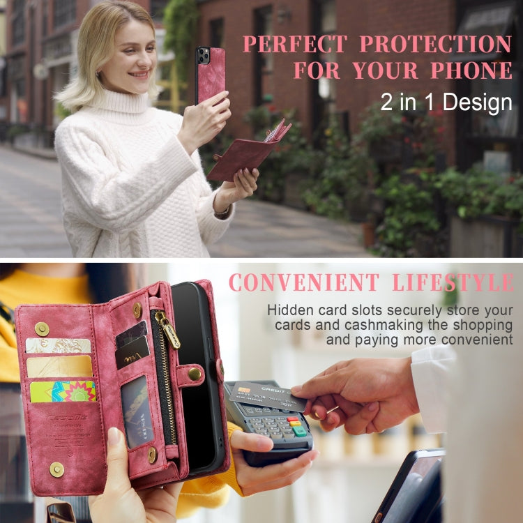 For iPhone 11 Pro Max CaseMe-008 Detachable Multifunctional Horizontal Flip Leather Case with Card Slot & Holder & Zipper Wallet & Photo Frame (Red) - free shipping - PMC Jewellery - Order now!