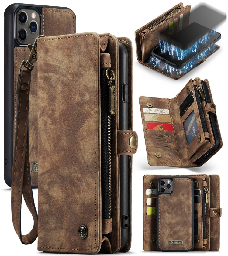 For iPhone 11 Pro Max CaseMe-008 Detachable Multifunctional Horizontal Flip Leather Case with Card Slot & Holder & Zipper Wallet & Photo Frame (Brown) - free shipping - PMC Jewellery - Order now!