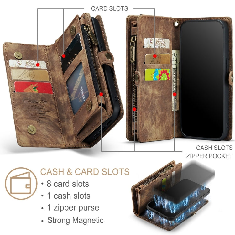 For iPhone 11 Pro Max CaseMe-008 Detachable Multifunctional Horizontal Flip Leather Case with Card Slot & Holder & Zipper Wallet & Photo Frame (Brown) - free shipping - PMC Jewellery - Order now!