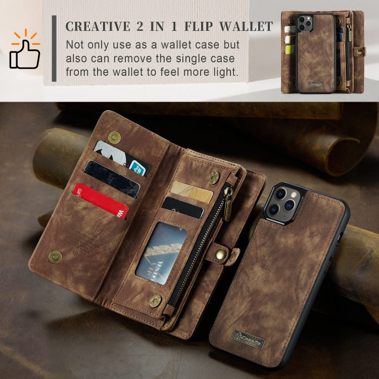 For iPhone 11 Pro Max CaseMe-008 Detachable Multifunctional Horizontal Flip Leather Case with Card Slot & Holder & Zipper Wallet & Photo Frame (Brown) - free shipping - PMC Jewellery - Order now!