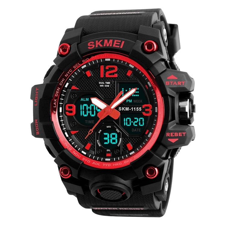 SKMEI 1155B Multifunctional Men Outdoor Sports Noctilucent Waterproof Large Dial Wrist Watch(Red) - free shipping - PMC TechLife - Order now!
