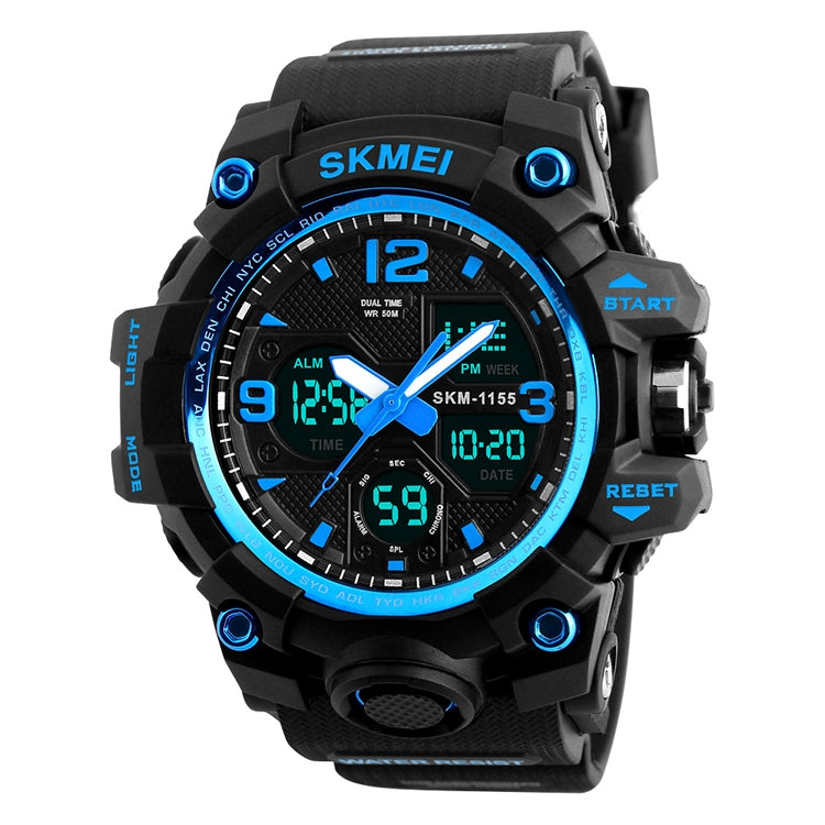 SKMEI 1155B Multifunctional Men Outdoor Sports Noctilucent Waterproof Large Dial Wrist Watch(Blue) - free shipping - PMC TechLife - Order now!