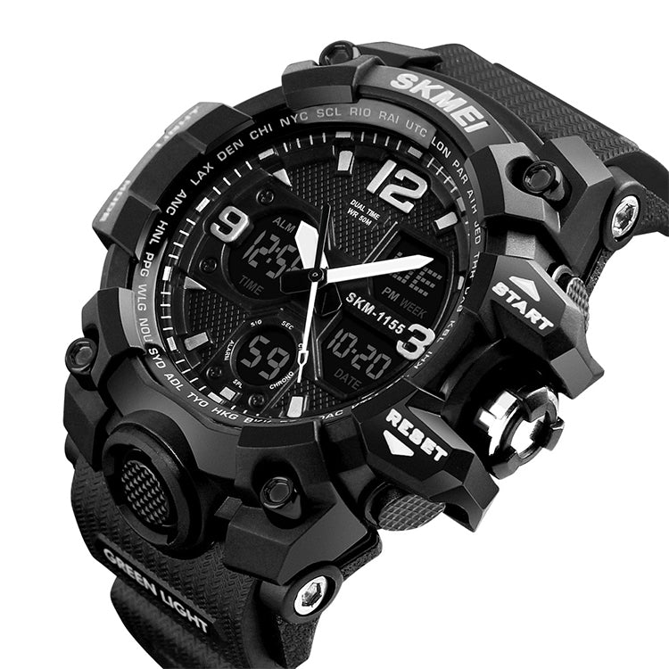SKMEI 1155B Multifunctional Men Outdoor Sports Noctilucent Waterproof Large Dial Wrist Watch(Black) - free shipping - PMC TechLife - Order now!