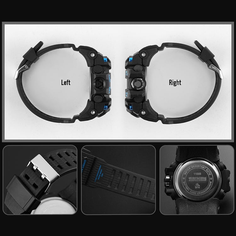 SKMEI 1155B Multifunctional Men Outdoor Sports Noctilucent Waterproof Large Dial Wrist Watch(Black) - free shipping - PMC TechLife - Order now!
