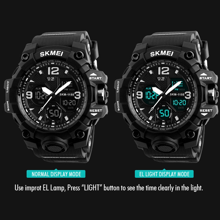 SKMEI 1155B Multifunctional Men Outdoor Sports Noctilucent Waterproof Large Dial Wrist Watch(Denim Black) - free shipping - PMC TechLife - Order now!