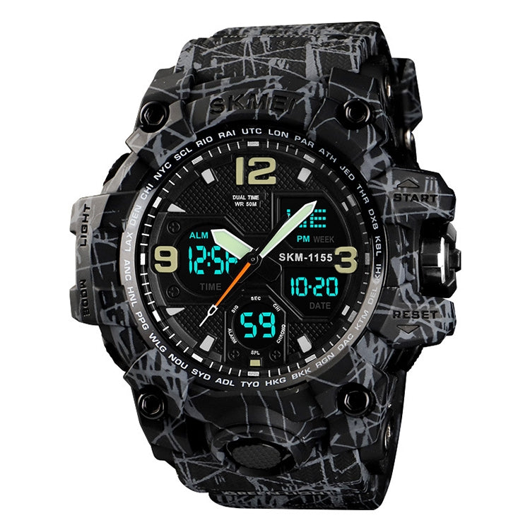 SKMEI 1155B Multifunctional Men Outdoor Sports Noctilucent Waterproof Large Dial Wrist Watch(Grey Black) - free shipping - PMC TechLife - Order now!
