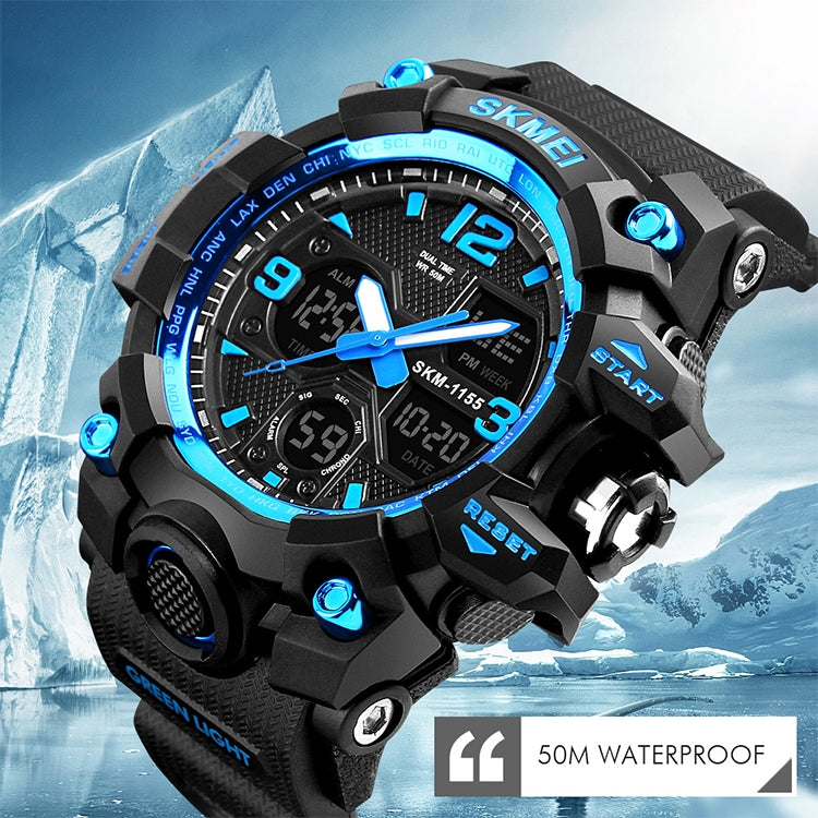 SKMEI 1155B Multifunctional Men Outdoor Sports Noctilucent Waterproof Large Dial Wrist Watch(Grey Black) - free shipping - PMC TechLife - Order now!