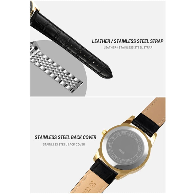 SKMEI 9058 Multifunctional Outdoor Fashion Waterproof Silver Shell Quartz Wrist Watch (Women Style Silver Face Brown Strap) - free shipping - PMC TechLife - Order now!