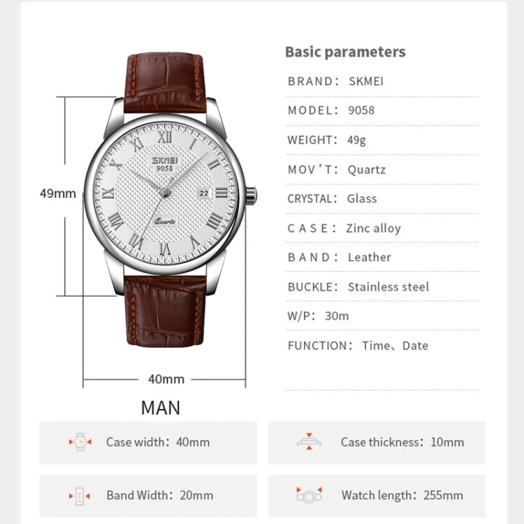 SKMEI 9058 Multifunctional Outdoor Fashion Waterproof Silver Shell Quartz Wrist Watch (Men Style Black Face Black Strap) - free shipping - PMC TechLife - Order now!