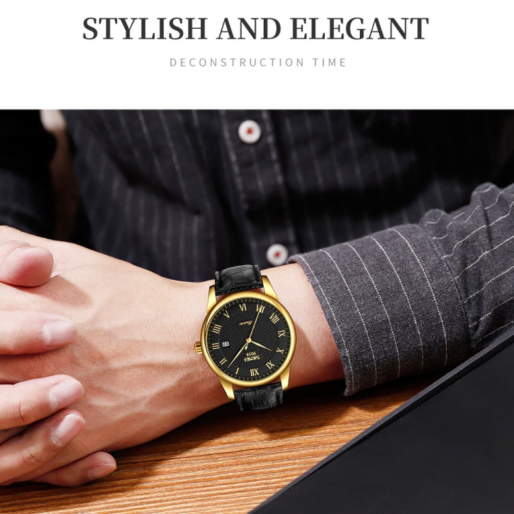 SKMEI 9058 Multifunctional Outdoor Fashion Waterproof Gold Shell Quartz Wrist Watch(Men Style Silver Face Brown Strap) - free shipping - PMC TechLife - Order now!