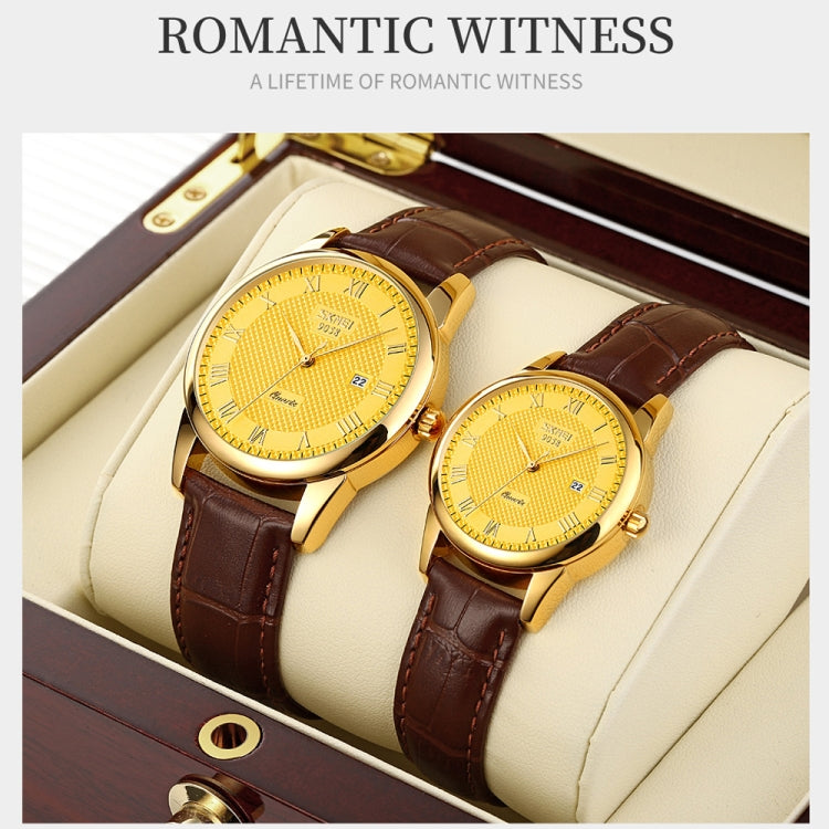 SKMEI 9058 Multifunctional Outdoor Fashion Waterproof Gold Shell Quartz Wrist Watch(Men Style Gold Face Brown Strap) - free shipping - PMC TechLife - Order now!