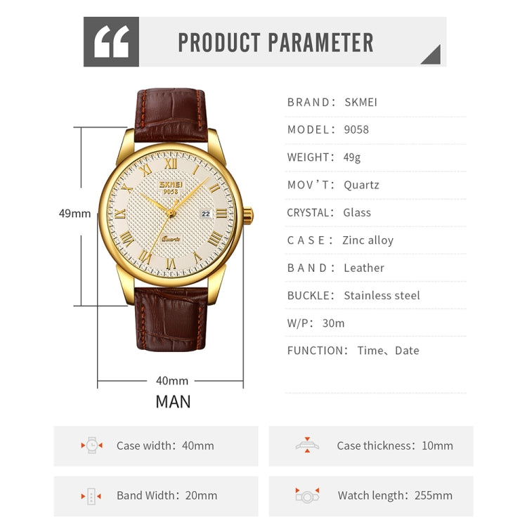 SKMEI 9058 Multifunctional Outdoor Fashion Waterproof Gold Shell Quartz Wrist Watch(Men Style Black Face Black Strap) - free shipping - PMC TechLife - Order now!