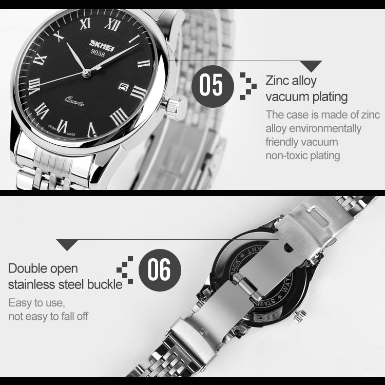 SKMEI 9058 Multifunctional Outdoor Fashion Waterproof Steel Strip Quartz Wrist Watch(Men Style White) - free shipping - PMC TechLife - Order now!