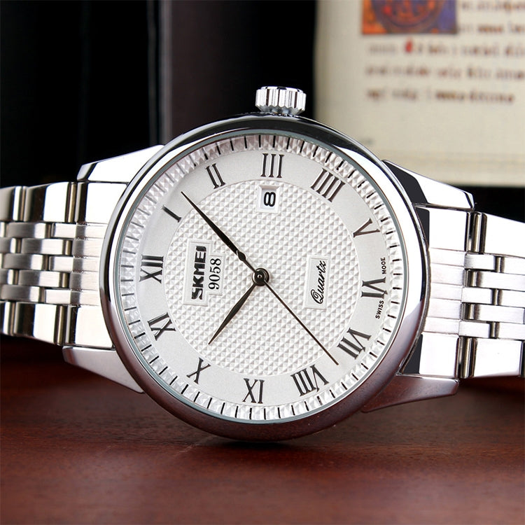 SKMEI 9058 Multifunctional Outdoor Fashion Waterproof Steel Strip Quartz Wrist Watch(Men Style White) - free shipping - PMC TechLife - Order now!