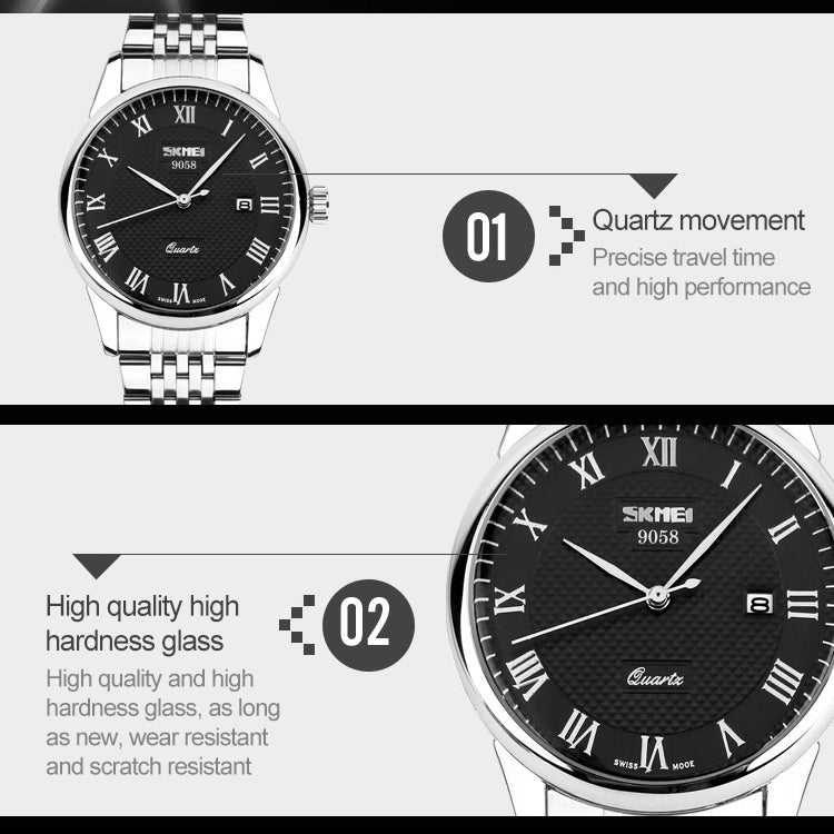 SKMEI 9058 Multifunctional Outdoor Fashion Waterproof Steel Strip Quartz Wrist Watch(Women Style White) - free shipping - PMC TechLife - Order now!