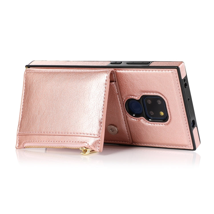 For Huawei Mate 20 Square Zipper Wallet Bag TPU+PU Back Cover Case with Holder & Card Slots & Wallet & Cross-body Strap(Rose Gold) - Huawei Cases by PMC TechLife | Online Shopping South Africa | PMC TechLife