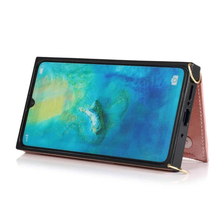 For Huawei Mate 20 Square Zipper Wallet Bag TPU+PU Back Cover Case with Holder & Card Slots & Wallet & Cross-body Strap(Rose Gold) - Huawei Cases by PMC TechLife | Online Shopping South Africa | PMC TechLife