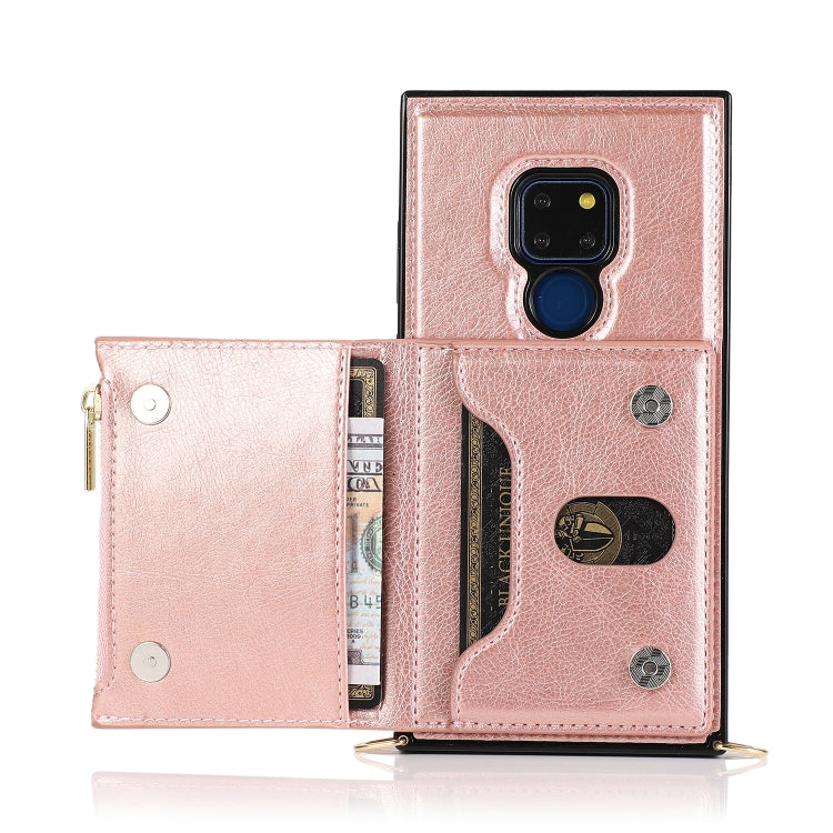 For Huawei Mate 20 Square Zipper Wallet Bag TPU+PU Back Cover Case with Holder & Card Slots & Wallet & Cross-body Strap(Rose Gold) - Huawei Cases by PMC TechLife | Online Shopping South Africa | PMC TechLife